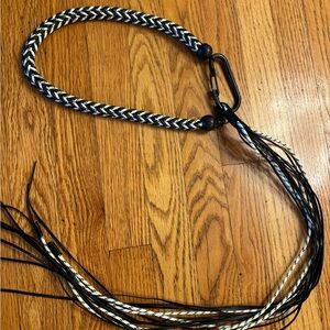 Black, White and Neon Green Braided Rope with Tassels